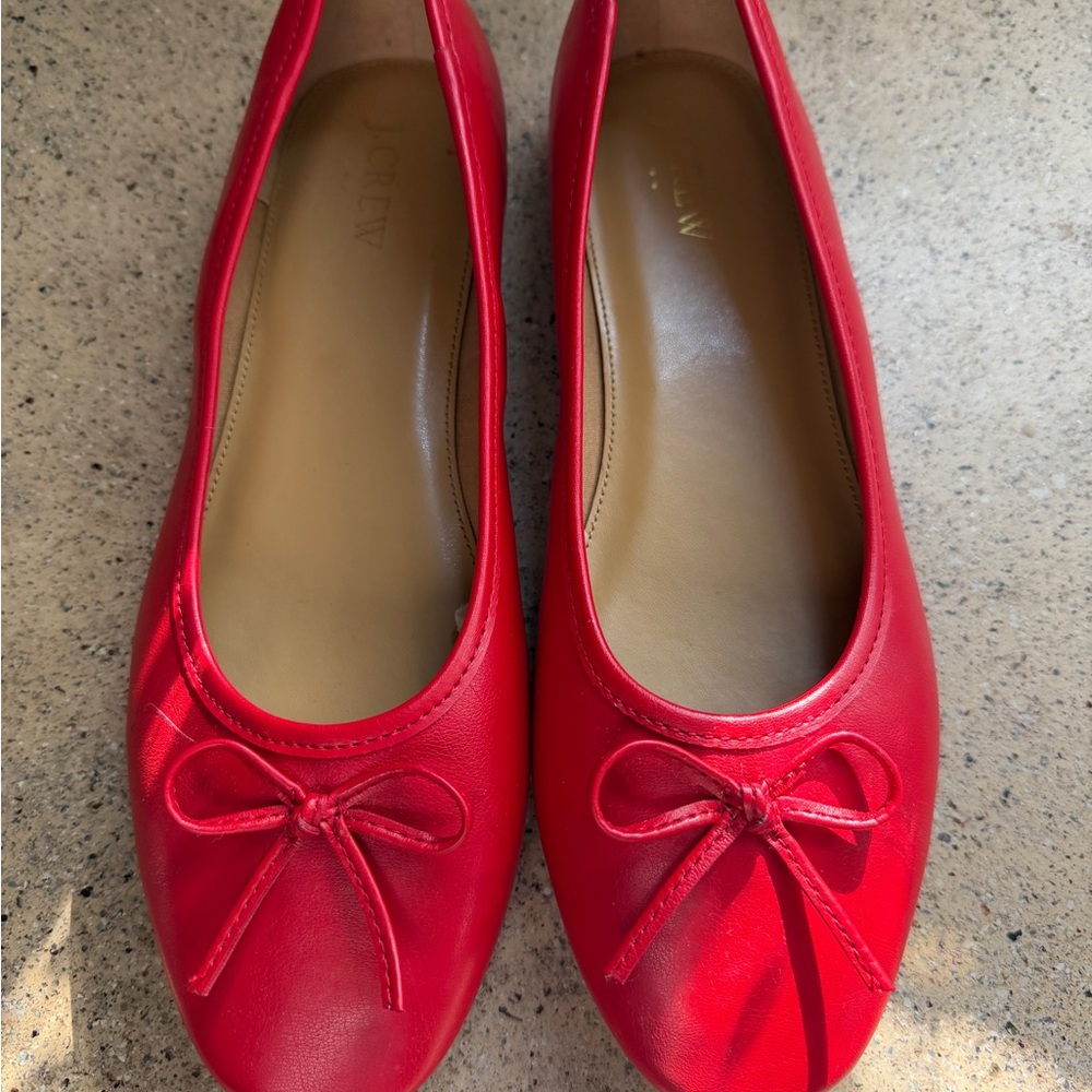 J. Crew Red Bow Flats